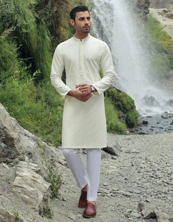 WHITE COTTON KURTA | JJK-W-47121