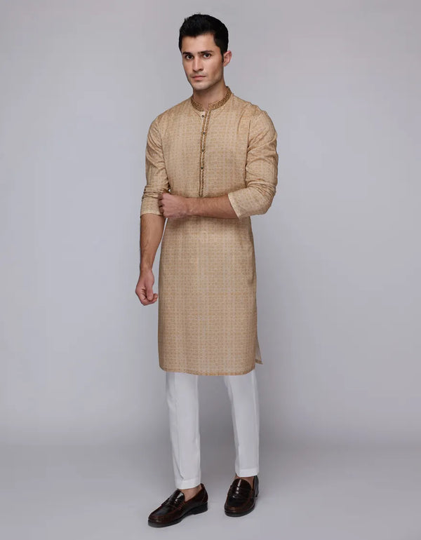 LIGHT BROWN COTTON KURTA | JJK-S-47260