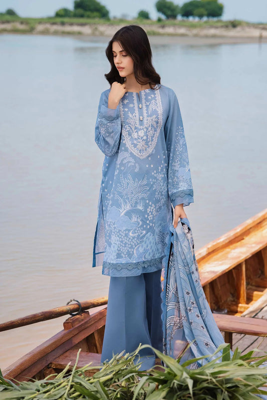 3 Piece Unstitched Embroidered Suit | 403-A