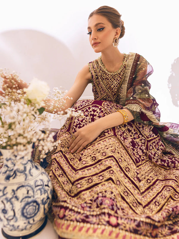 SAWARIYA LUXURY CHIFFON KALIDAAR UN-STITCHED 3PC SUITS BY ROHEENAZ -07