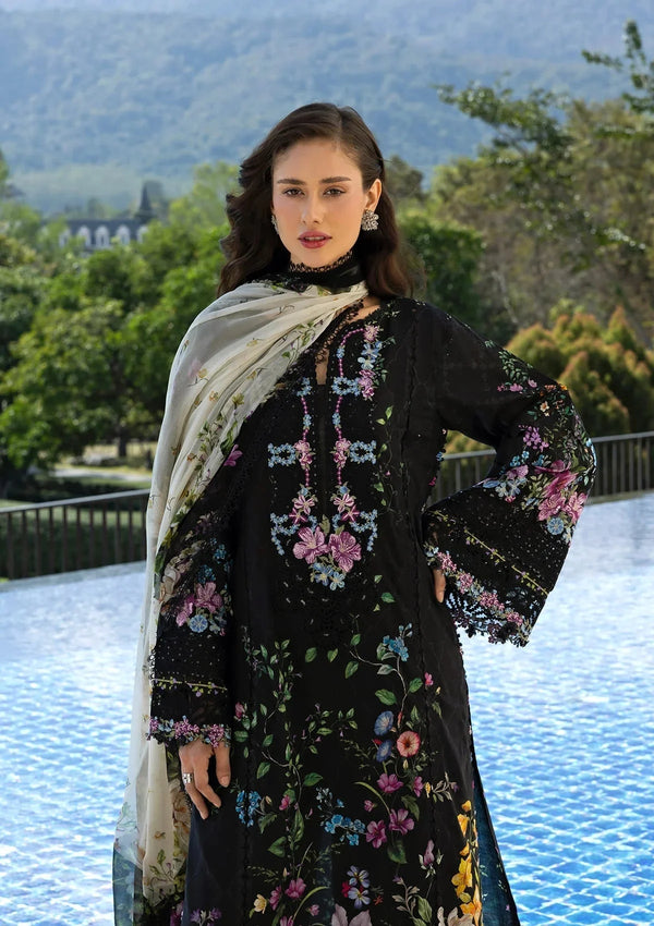 ELAF SIGNATURE EMBROIDERED LAWN 3PC | BLACK THRONE