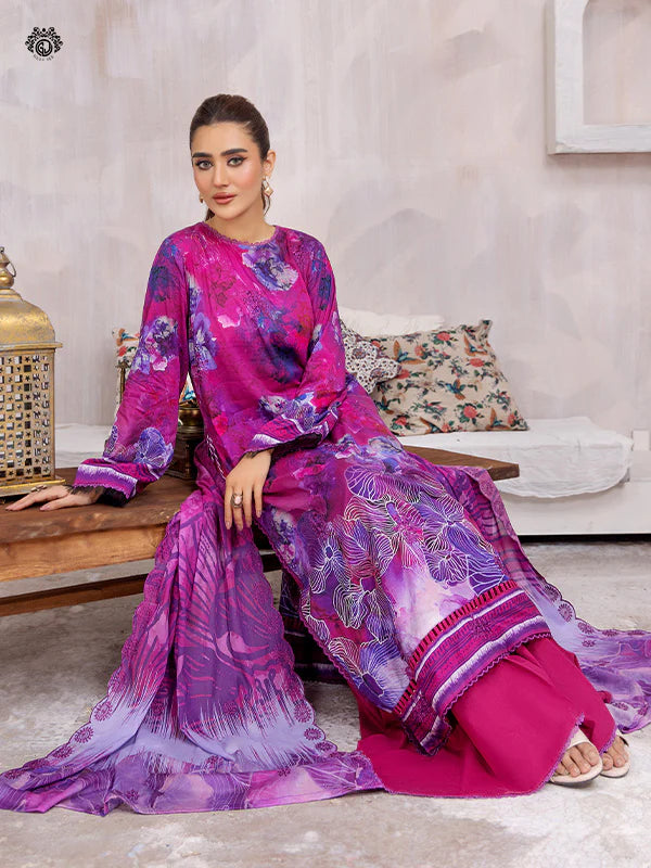 Pretty Petals By Gulljee Printed Embroidered Lawn Collection - D05