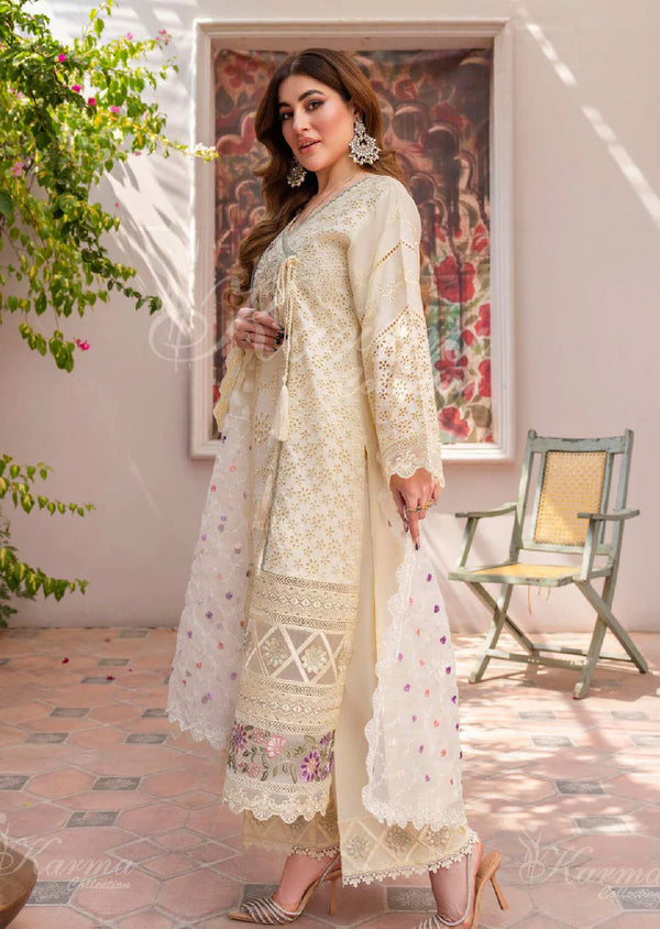 MAH - E ROOH BY KARMA STITCHED LAWN KC-1368 (PEACH ORANGE)