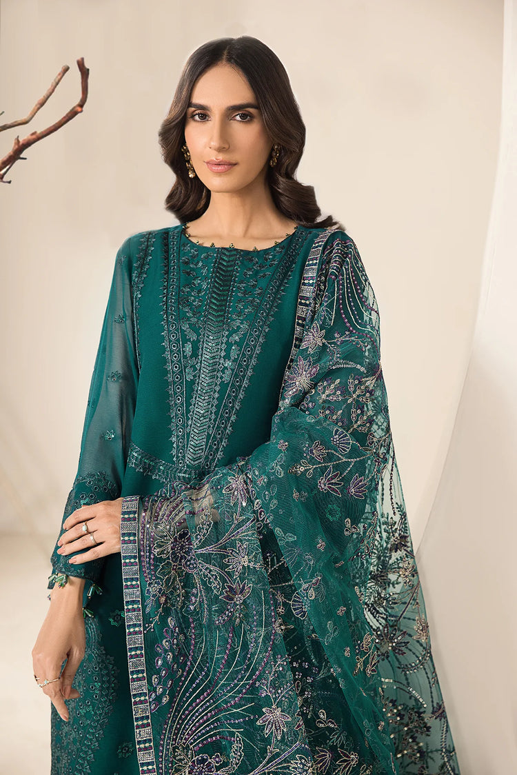 LAMHAY LUXURY CHIFFON UN-STITCHED 3PC BY ALIZEH - SEA BLUE - V15D05 - GIZA