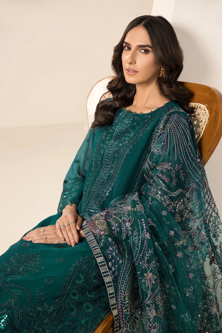 LAMHAY LUXURY CHIFFON UN-STITCHED 3PC BY ALIZEH - SEA BLUE - V15D05 - GIZA