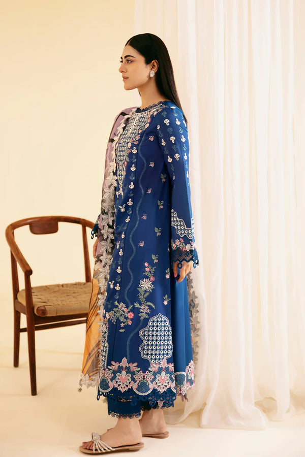 QLINEKARI BY QALAMKAR UN-STICHED 3PC|SQ-08 ZEL