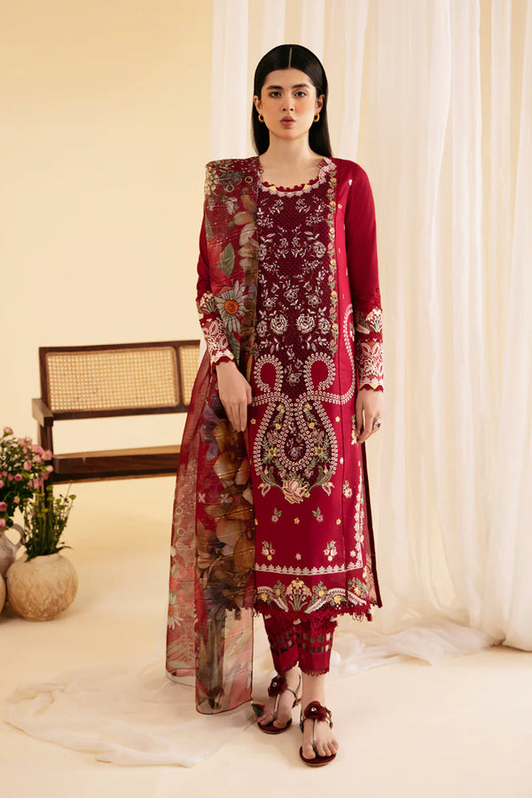 QLINEKARI BY QALAMKAR UN-STICHED 3PC|SQ-04 LARMINA