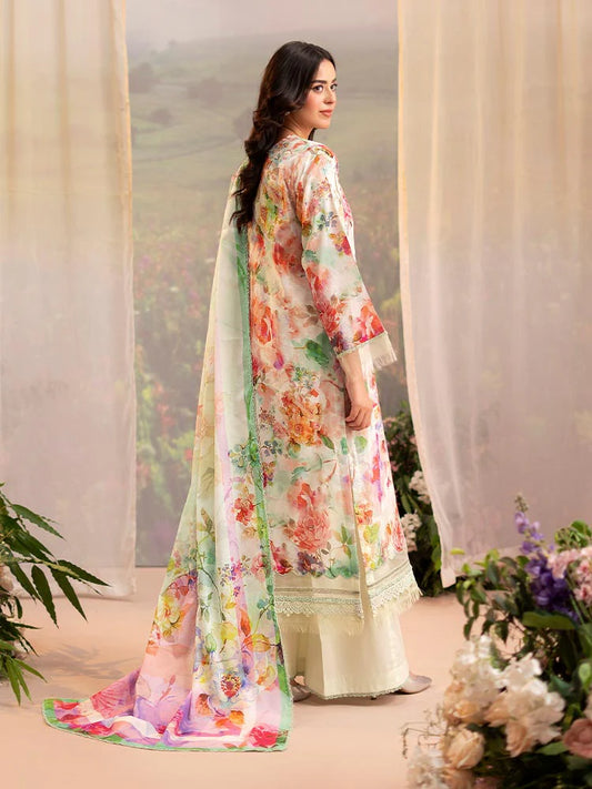 CHIKANKARI 3-Piece Unstitched Digital Printed Lawn Suit