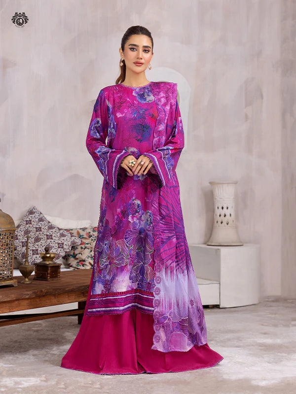 Pretty Petals By Gulljee Printed Embroidered Lawn Collection - D05