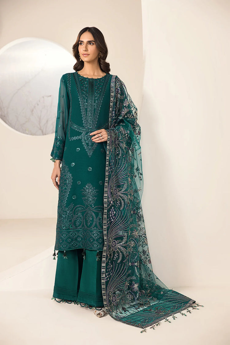 LAMHAY LUXURY CHIFFON UN-STITCHED 3PC BY ALIZEH - SEA BLUE - V15D05 - GIZA