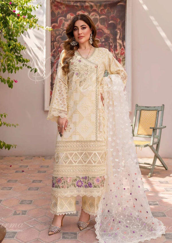 MAH - E ROOH BY KARMA STITCHED LAWN KC-1368 (PEACH ORANGE)