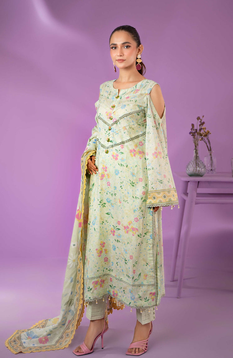 COLORS ALZOHAIB Bana Dupatta 3-Piece Unstitched Lawn-CDB-24-06