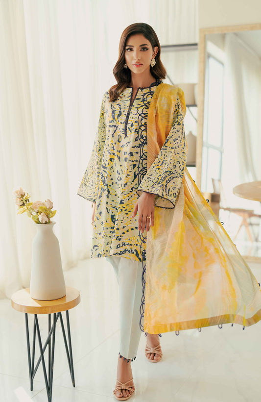 SUNSHINE BLOOM - COTTON SILK | UN-STITCHED-3PC | S-06