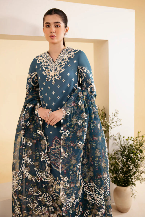 QLINEKARI BY QALAMKAR UN-STICHED 3PC|SQ-05 ELA