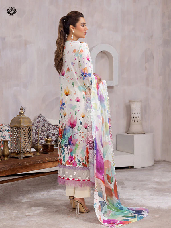 Pretty Petals By Gulljee Printed Embroidered Lawn Collection - D06
