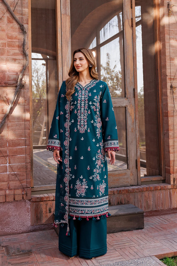 FARASHA DASTOOR UN-STICHED 3PC|EMERALD CHARM