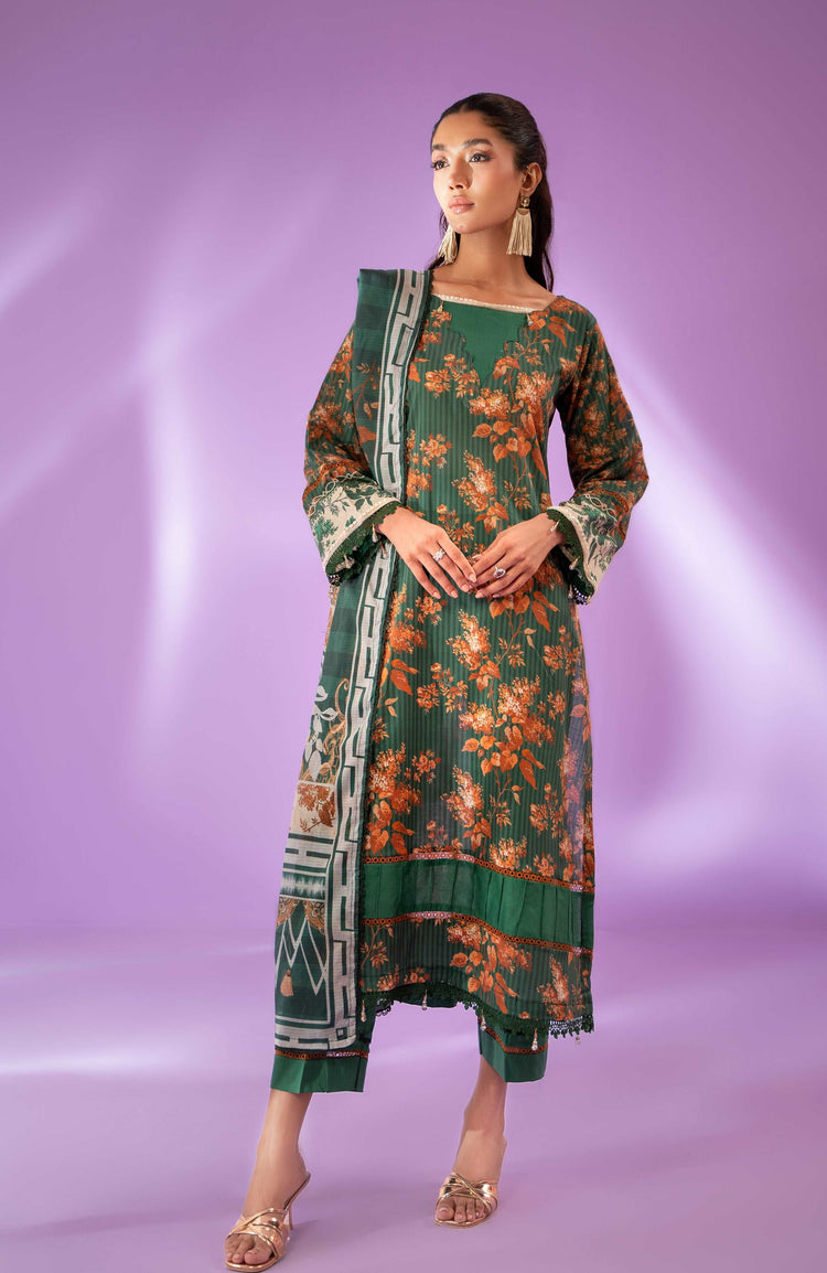 COLORS ALZOHAIB Bana Dupatta 3-Piece Unstitched Lawn-CDB-24-07