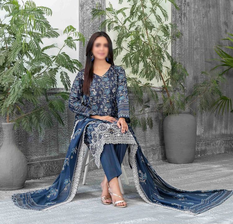Sameeha Emb Paste Print Cutwork Dupatta By Tawakkal Fab D-1922