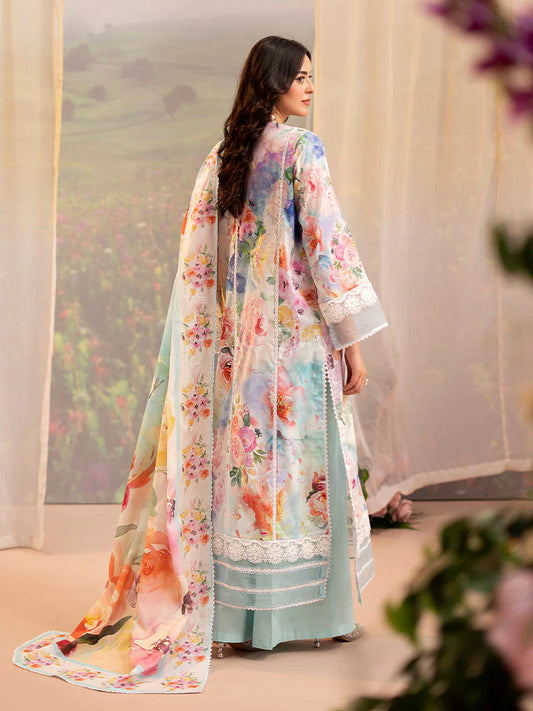 CHIKANKARI 3-Piece Unstitched Digital Printed Lawn Suit