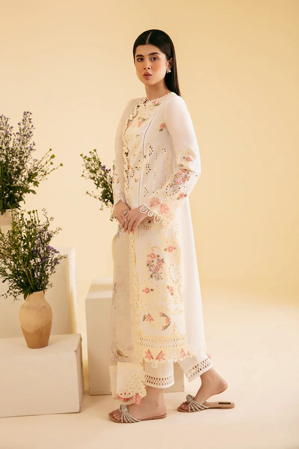 QLINEKARI BY QALAMKAR UN-STICHED 3PC|SQ-01 SARV
