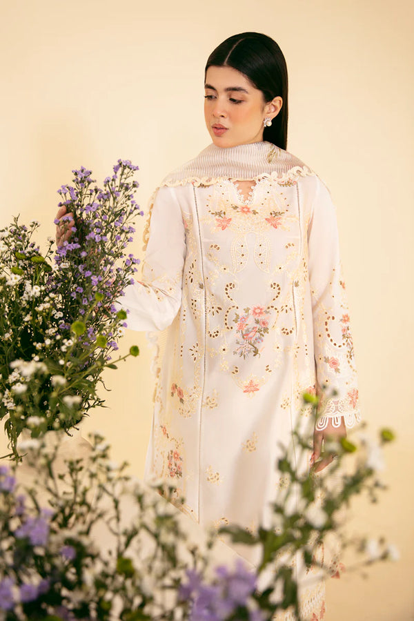 QLINEKARI BY QALAMKAR UN-STICHED 3PC|SQ-01 SARV
