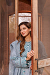 FARASHA DASTOOR UN-STICHED 3PC|BERYL GREY