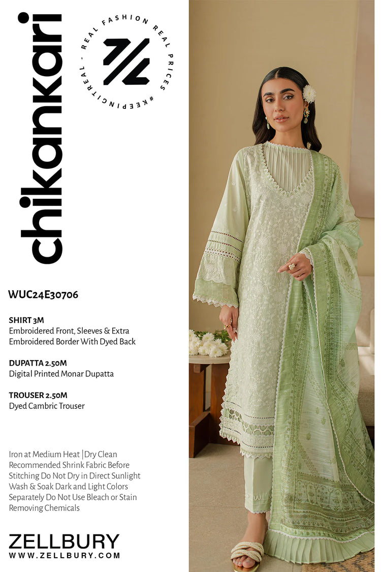 ZELLBURY CHIKANKARI UN-STITCHED LAWN EMBROIDERED [Z-0706 ]