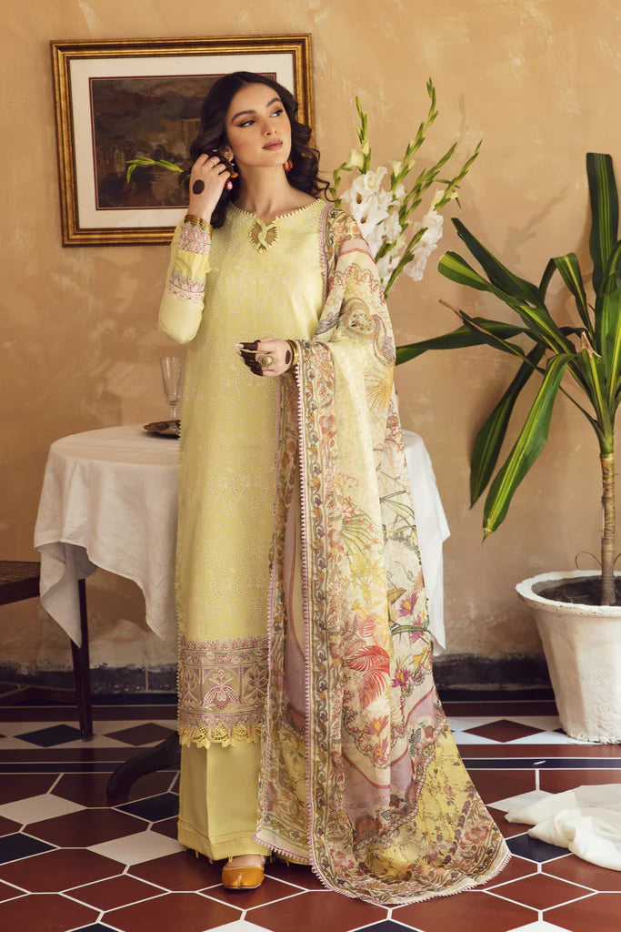 MEENA KUMARI LUXURY CHIKANKARI  LAWN EID COLLECTIONM BY  || AABYAAN|| ZEENAT (AB-07)