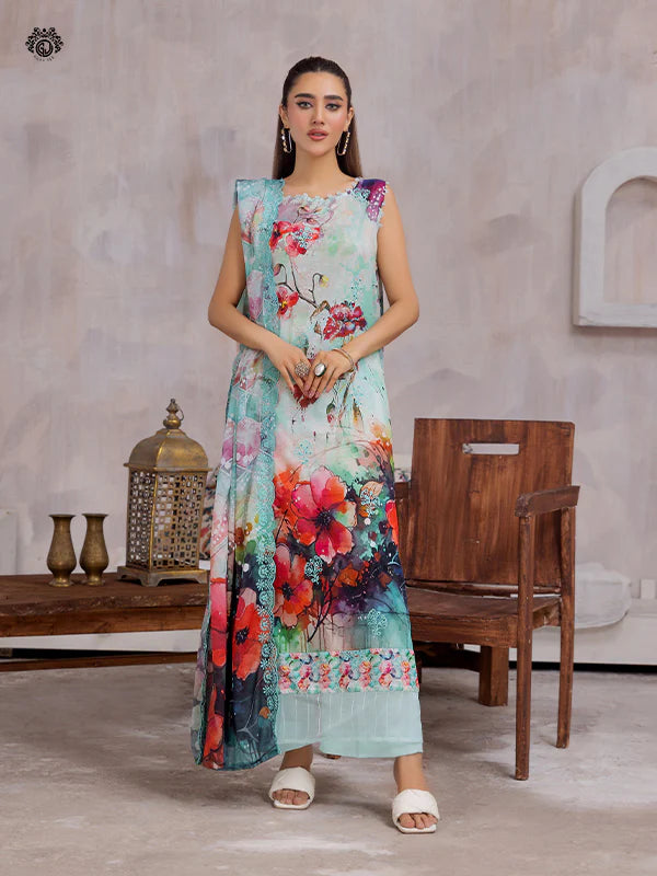 Pretty Petals By Gulljee Printed Embroidered Lawn Collection - D07