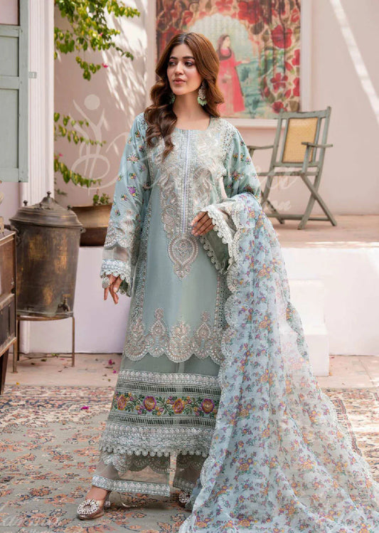 MAH - E ROOH BY KARMA STITCHED LAWN KC-1371 (MIDDLE BLUE)