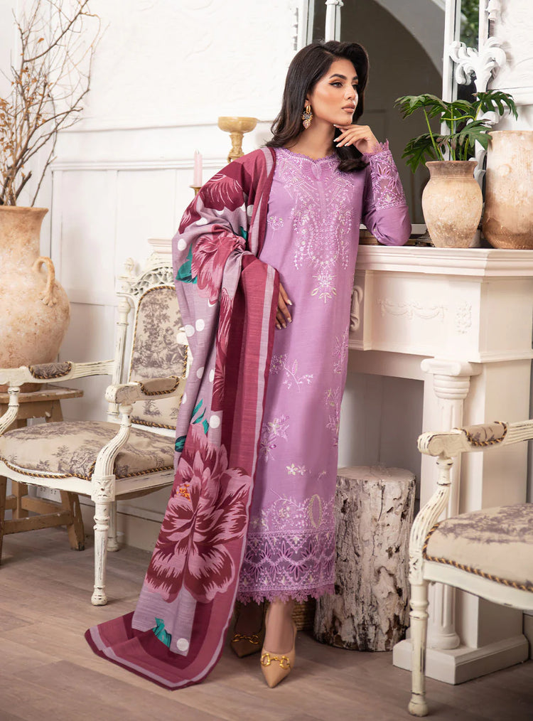 MERAKI BY ROHEENAZ FALL WINTER UN-STITCHED 3PC-MAUVE