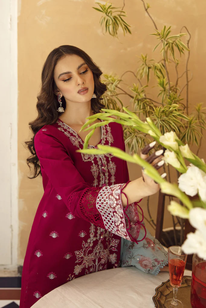 MEENA KUMARI LUXURY CHIKANKARI  LAWN EID COLLECTIONM BY  || AABYAAN|| MAHJABEEN (AB-08)