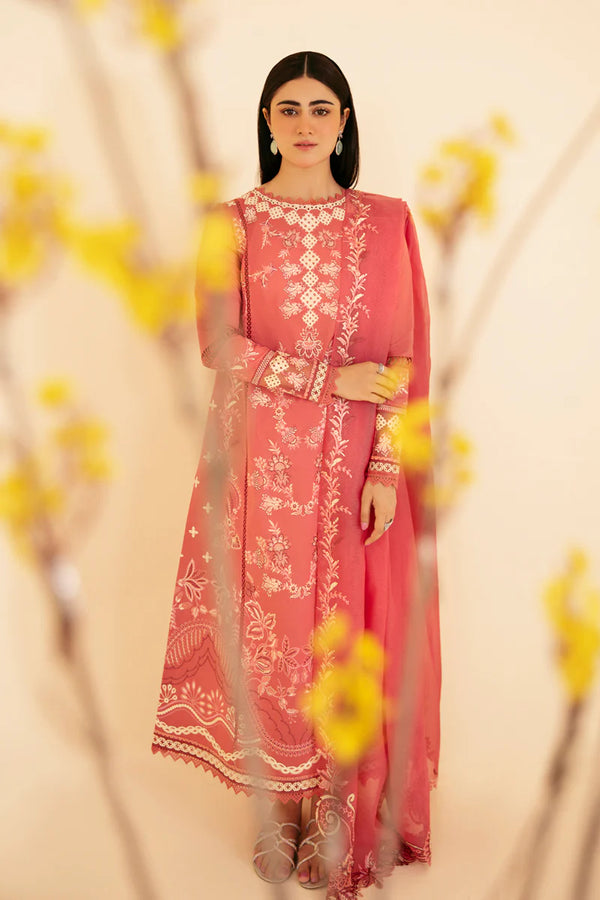 QLINEKARI BY QALAMKAR UN-STICHED 3PC|SQ-09 SENA