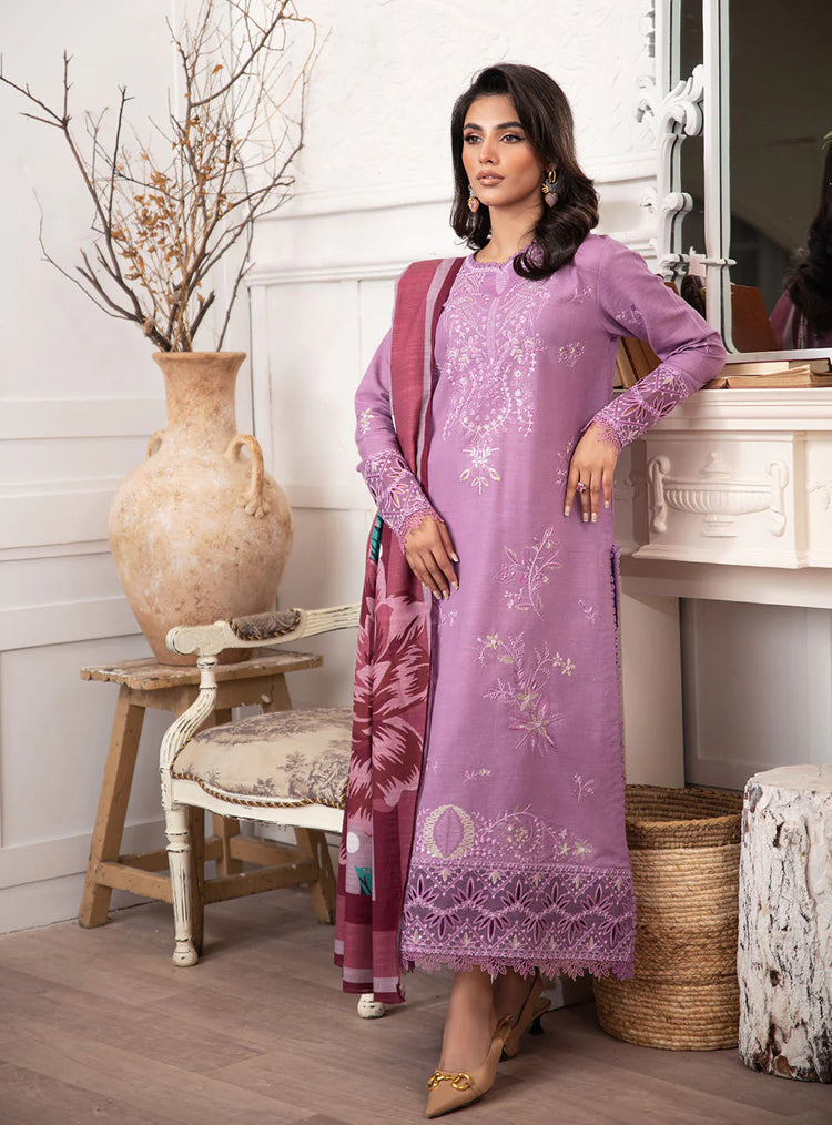 MERAKI BY ROHEENAZ FALL WINTER UN-STITCHED 3PC-MAUVE