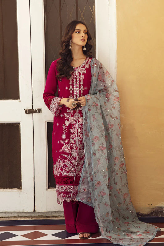 MEENA KUMARI LUXURY CHIKANKARI  LAWN EID COLLECTIONM BY  || AABYAAN|| MAHJABEEN (AB-08)