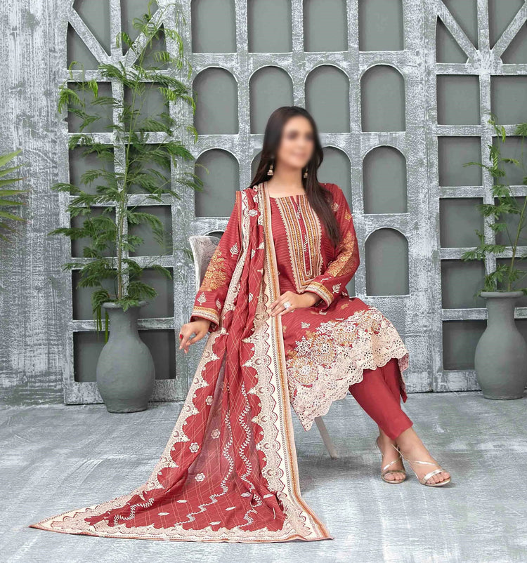 Sameeha Emb Paste Print Cutwork Dupatta By Tawakkal Fab D-1924