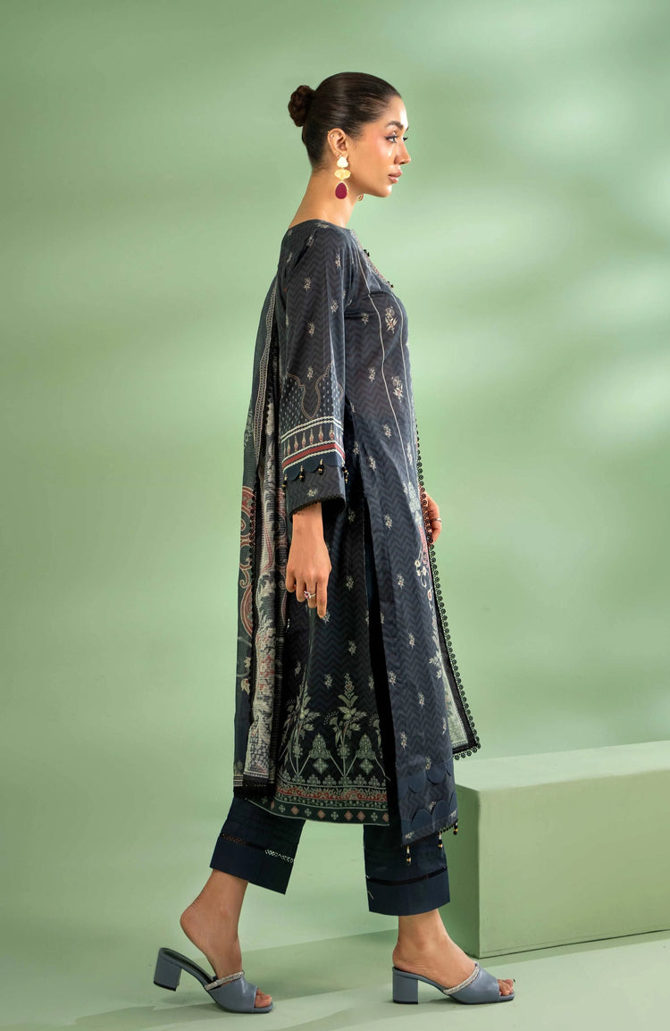 COLORS ALZOHAIB Bana Dupatta 3-Piece Unstitched Lawn-CDB-24-09