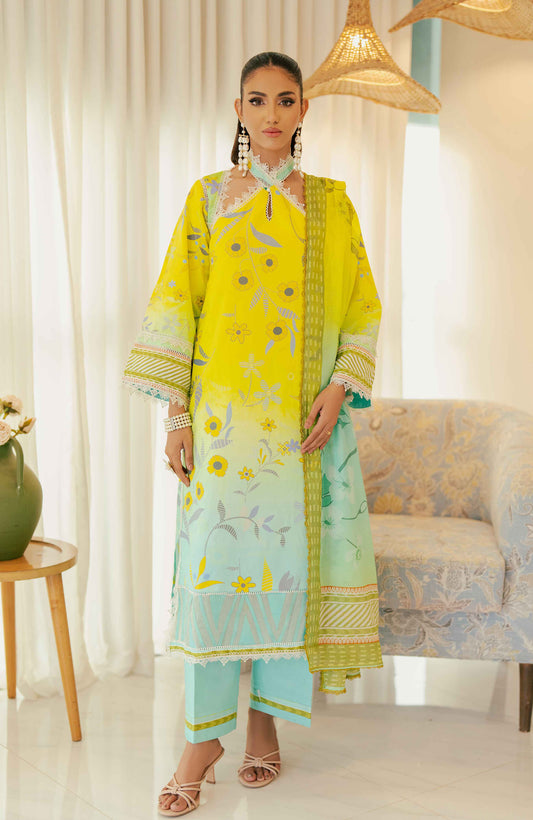 SUNSHINE BLOOM - COTTON SILK | UN-STITCHED-3PC | S-09