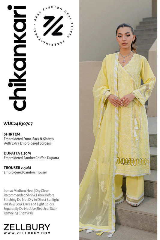 ZELLBURY CHIKANKARI UN-STITCHED LAWN EMBROIDERED [Z-0707 ]