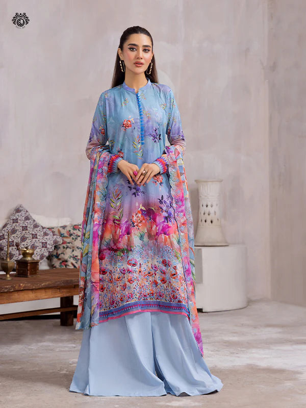 Pretty Petals By Gulljee Printed Embroidered Lawn Collection - D09