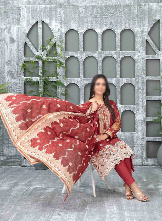 Sameeha Emb Paste Print Cutwork Dupatta By Tawakkal Fab D-1924