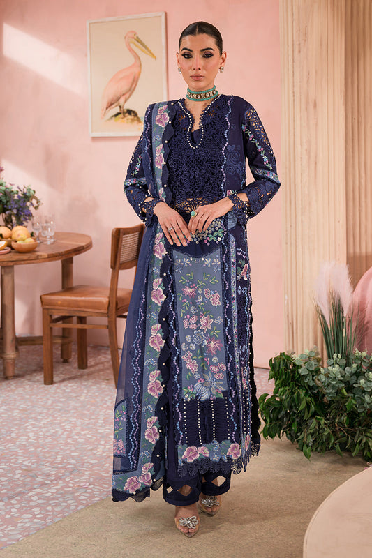 AFROZEH THE PAINTED GARDEN UN-STICHED 3PC|Bluebell