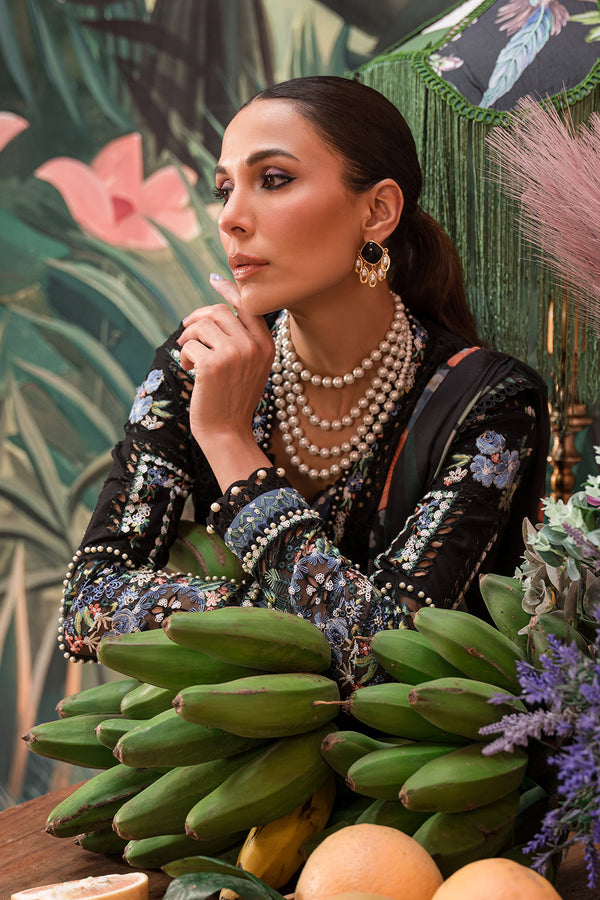 AFROZEH THE PAINTED GARDEN UN-STICHED 3PC|Midnight Muse