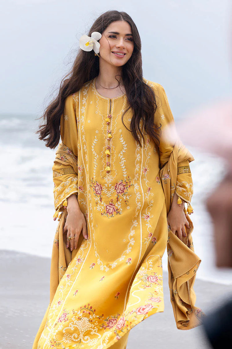 CROSS STITCH/ROSETTE BLISS-3PC SATIN EMBROIDERED SUIT