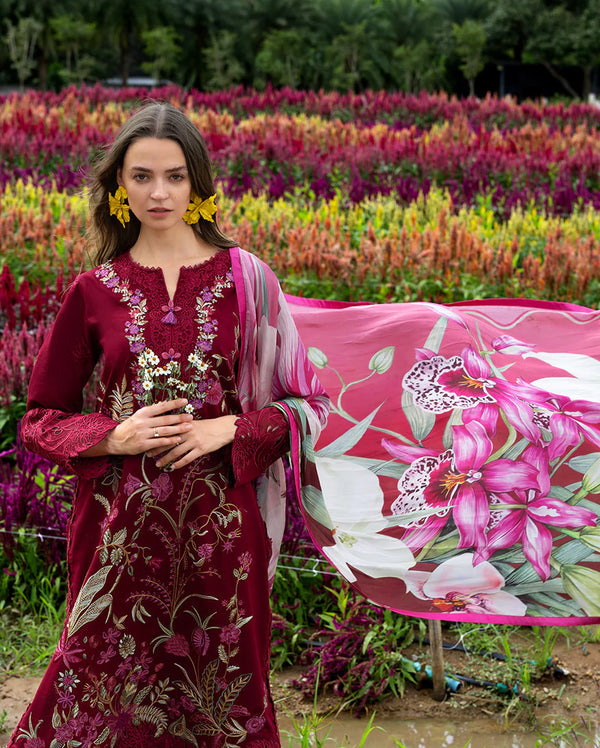 THE SECRET GARDEN BY MUSHQ UN-STITCHED 3PC | Aurora Petals