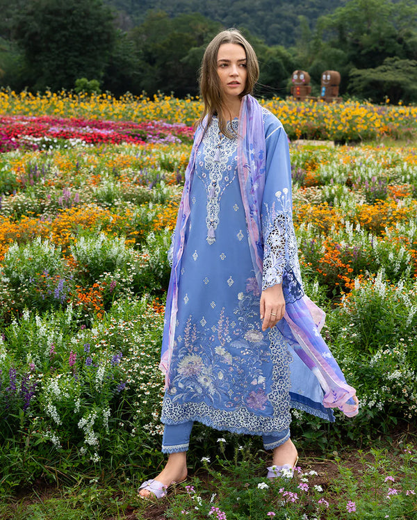 THE SECRET GARDEN BY MUSHQ UN-STITCHED 3PC | Azure Bloom