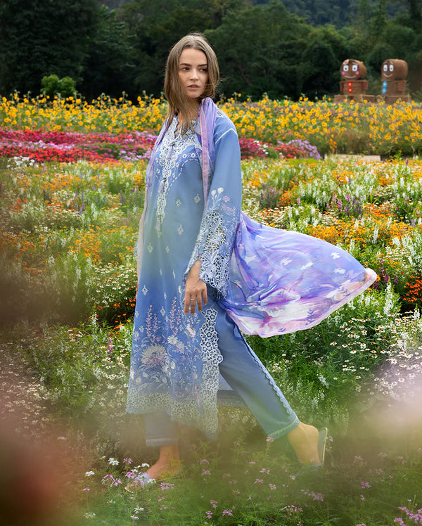 THE SECRET GARDEN BY MUSHQ UN-STITCHED 3PC | Azure Bloom