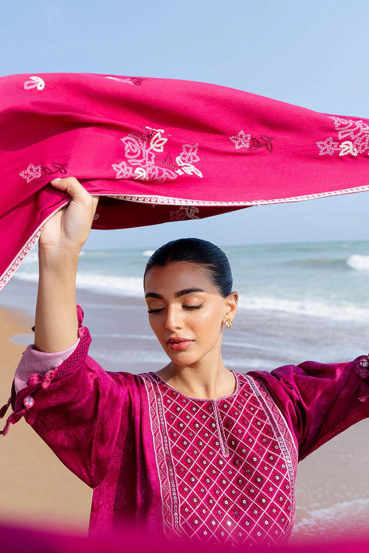 CROSS STITCH/FLORID ZEAL-3PC SATIN PRINTED SUIT