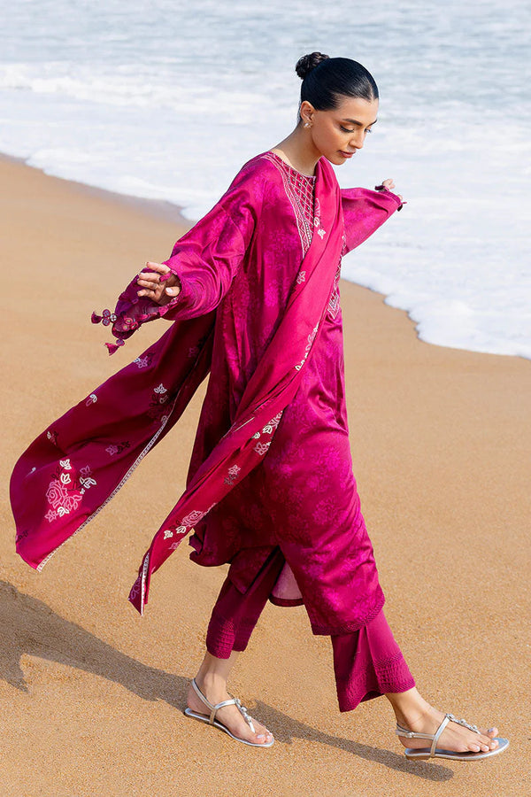 CROSS STITCH/FLORID ZEAL-3PC SATIN PRINTED SUIT