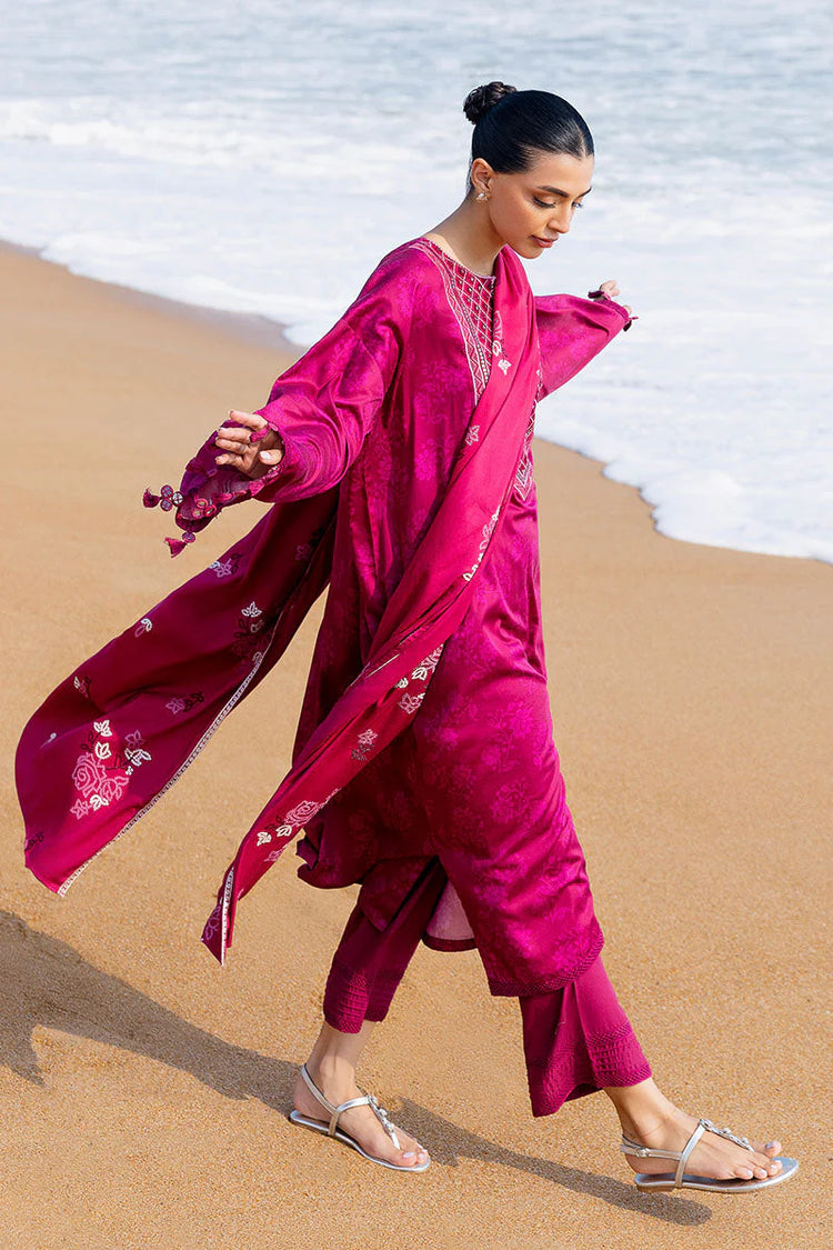 CROSS STITCH/FLORID ZEAL-3PC SATIN PRINTED SUIT